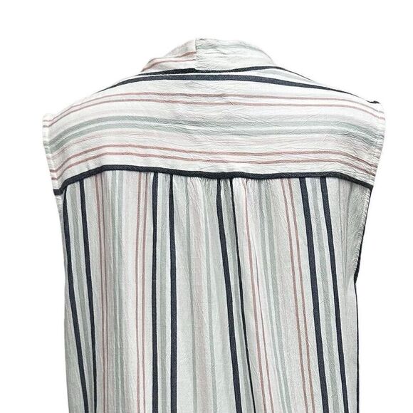 NWOT Liz Claiborne Wrap Blouse Women's Large Multicolor Striped Rayon Sleeveless - Picture 5 of 10